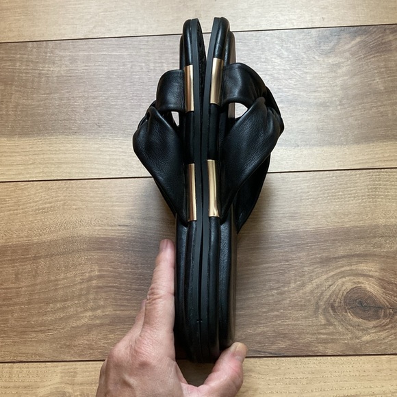 Coach Black Slide Sandals with Gold Accent - Picture 5 of 11